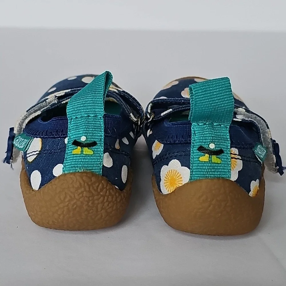 Girls Chooze Blue Mary Jane Shoes White Daisy Flowers Toddler Sz 6 1841